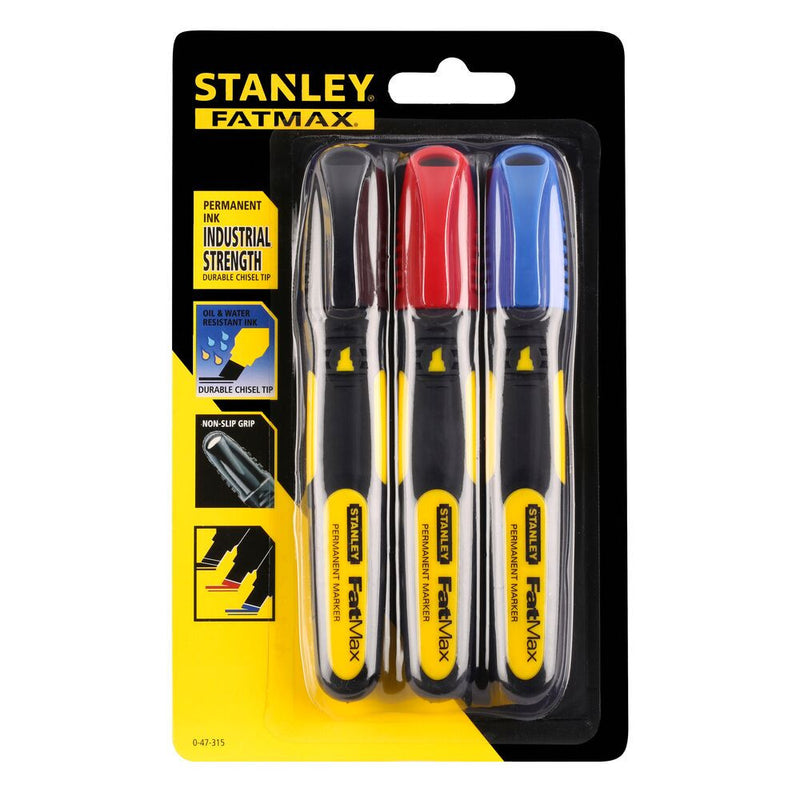 FATMAX Fekete, piros, kék jelölőfilc, vastag 3db (STANLEY 0-47-315)