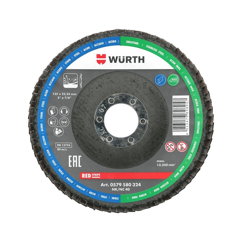 Lamellás csiszolótárcsa REDSTRIPE, F22,23mm D125mm (WÜRTH 0579580328)