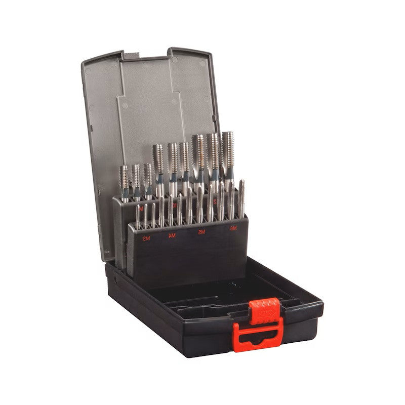 Kézi menetfúrókészlet kazettában HSS, DIN352, 21db, M3-M12 (WÜRTH 063901)