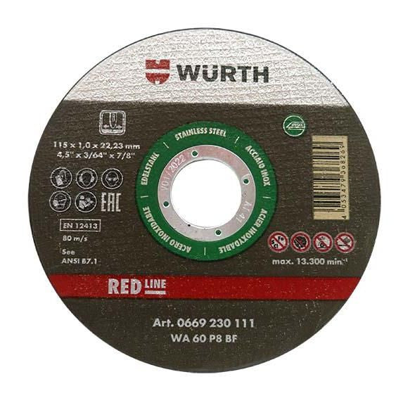 Vágókorong nemesacélhoz, 1.0mm F22.23mm D115mm (WÜRTH 0669230111)