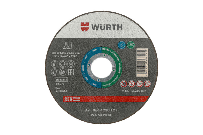 Vágókorong nemesacélhoz, 1.0mm F22.23mm D125mm (WÜRTH 0669230121)