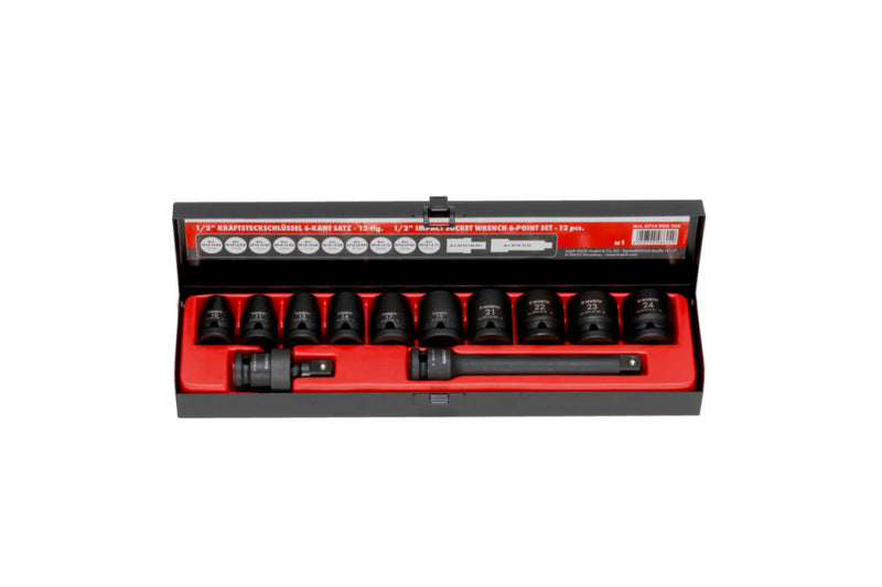 1/2" Machine Socket Wrench 12-piece set, 10-24mm (WÜRTH 0714900100)