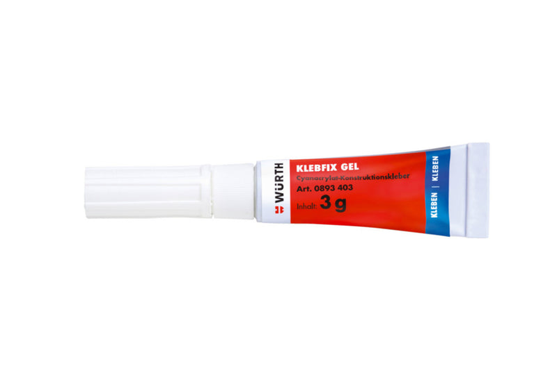 Klebfix GEL Szupergyors pillanatragasztó 3g/2.7ml (WÜRTH 0893403)
