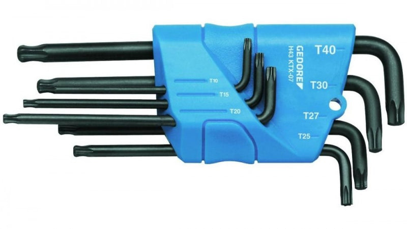 Hajlított csavarkulcs készlet tartóban, 7 részes TORX T10-T40 (GEDORE H 43 KTX-07)