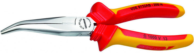 VDE Half-Round Nose Pliers, Dipped Insulation 200 mm (GEDORE VDE 8132AB-200 H)
