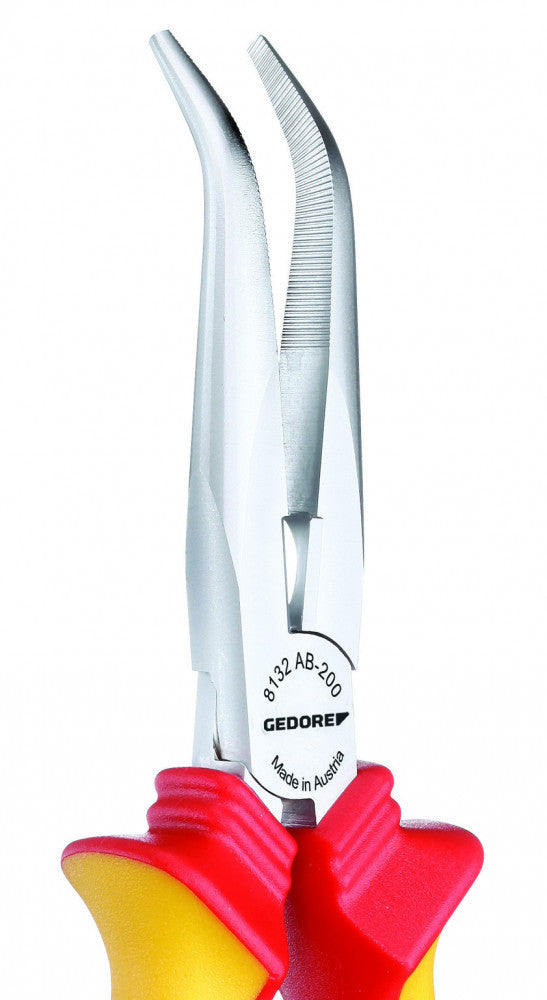 VDE Half-Round Nose Pliers, Dipped Insulation 200 mm (GEDORE VDE 8132AB-200 H)