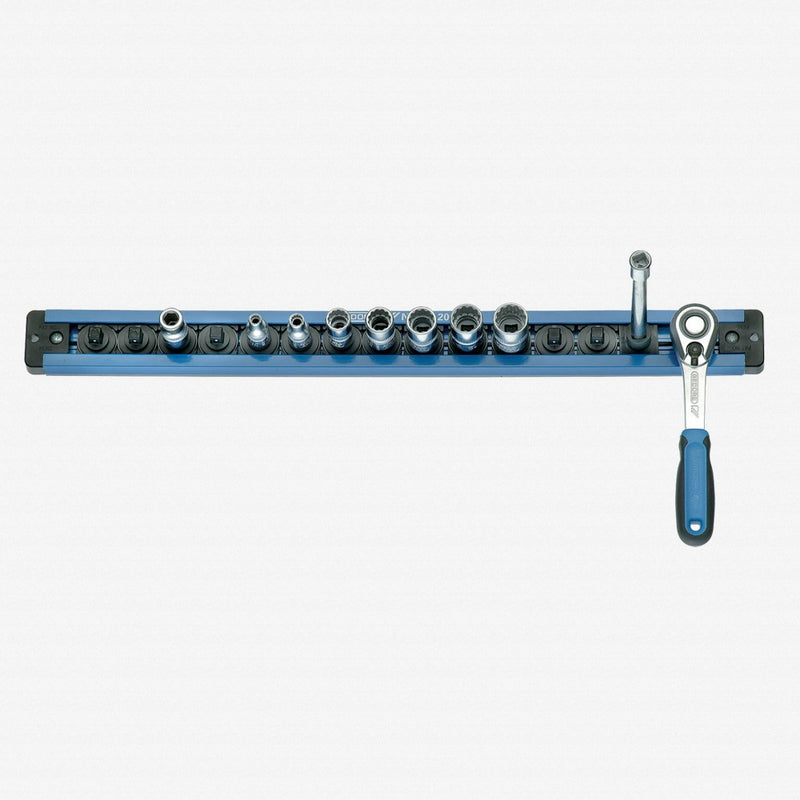 Plug-in holder strip 1/4'', magnetic, 380mm, 13 storage slots (GEDORE SL 2013)