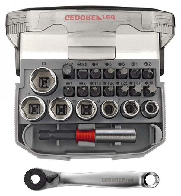 Bit+racsni készlet 1/4'' 6-13 mm 23 részes (GEDORE R49005023)