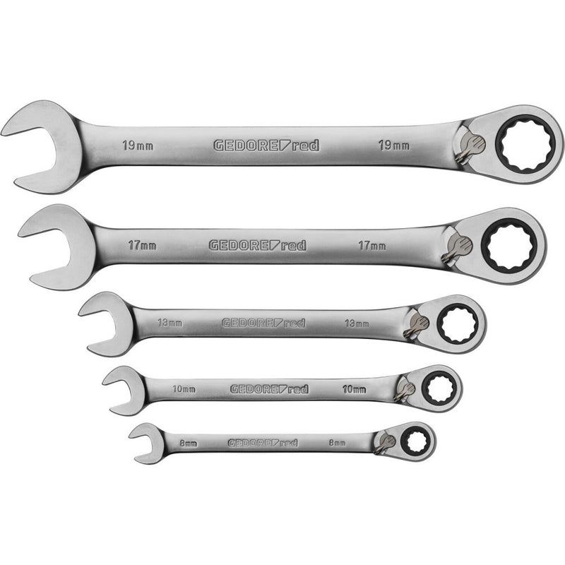 Reversible Ratchet Combination Wrench Set 8-19 mm 5 pcs (GEDORE R07205005)
