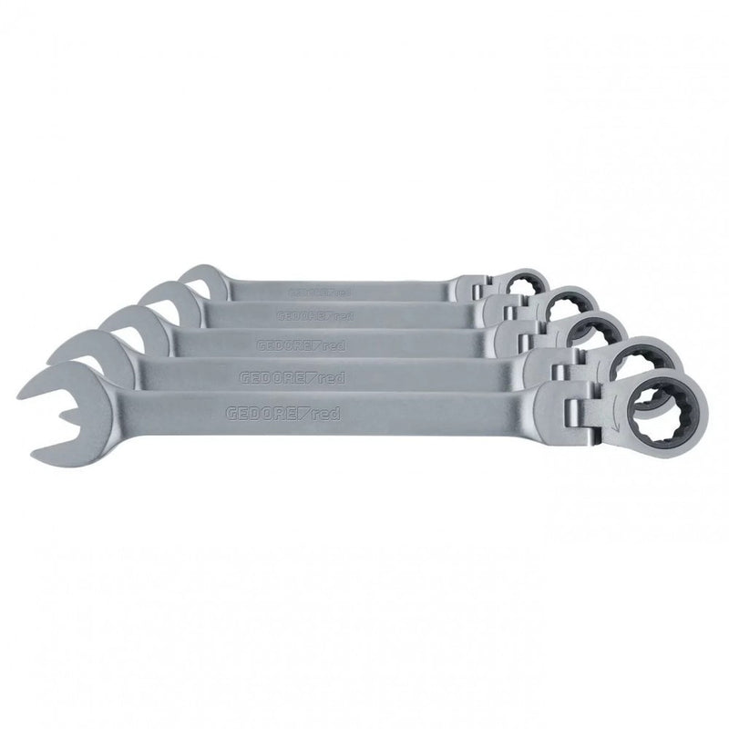 Ratcheting Combination Spanner Set with Flex-Head 8-19mm, 5-piece (GEDORE R07305005)