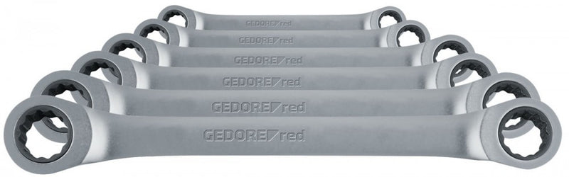 Ratchet combination wrench set straight 8-19 mm 6 pieces (GEDORE R07405006)