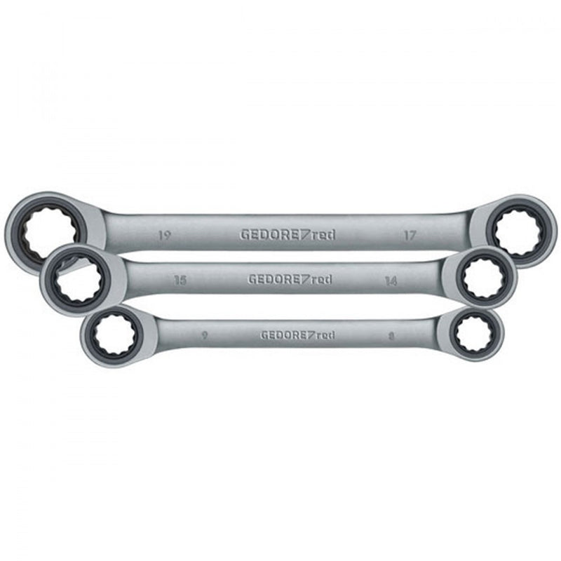 Ratchet combination wrench set straight 8-19 mm 6 pieces (GEDORE R07405006)