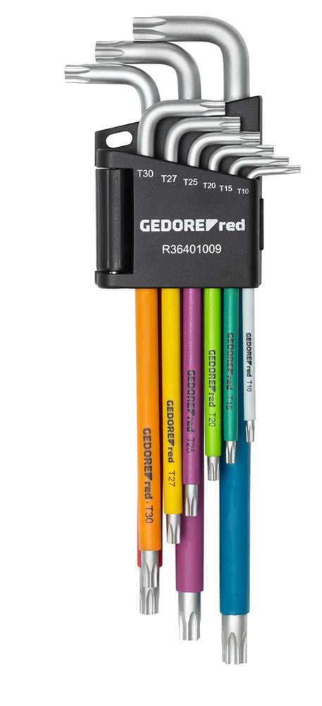 Torx színes imbuszkulcs készlet tartóban T10-T50, 9 részes, hosszú (GEDORE R36401009)