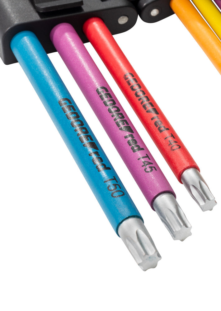Torx színes imbuszkulcs készlet tartóban T10-T50, 9 részes, hosszú (GEDORE R36401009)