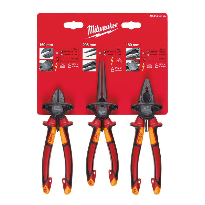 VDE Pliers Set 3-Piece (MILWAUKEE 4932464575)