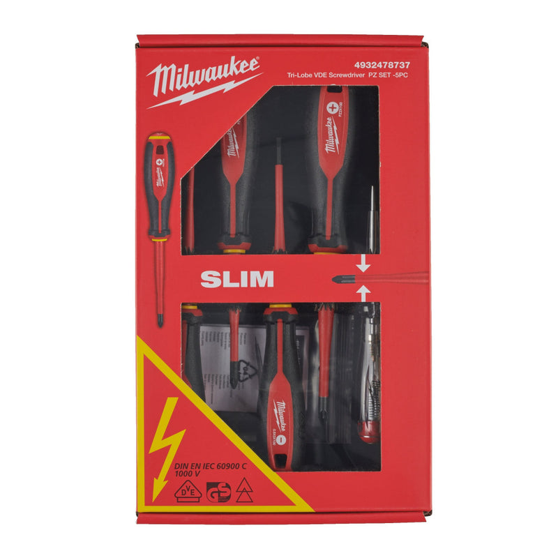 VDE Csavarhúzó 3 oldalú markolattal 7 darabos készlet (SL/PH/PZ1/Teszter) (MILWAUKEE 4932478738)