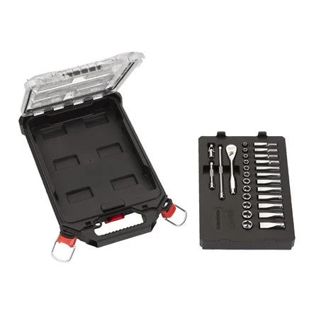 1/4˝racsnis dugókulcs készlet metrikus (28 részes) PACKOUT™ keskeny rendszerezőben (MILWAUKEE 4932478812)