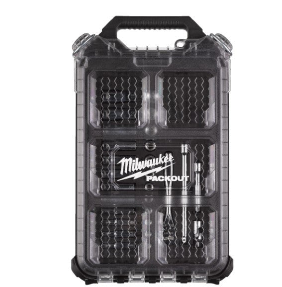 1/4˝racsnis dugókulcs készlet metrikus (28 részes) PACKOUT™ keskeny rendszerezőben (MILWAUKEE 4932478812)