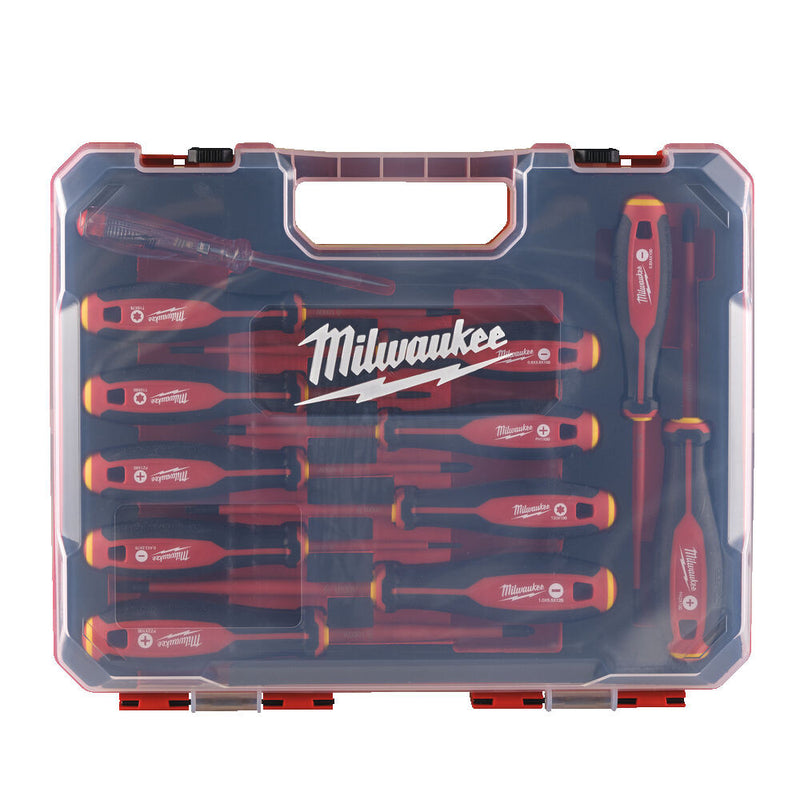 VDE Csavarhúzó 3 oldalú markolattal 12 darabos készlet (SL/PH/PZ/Torx) (MILWAUKEE 4932479095)