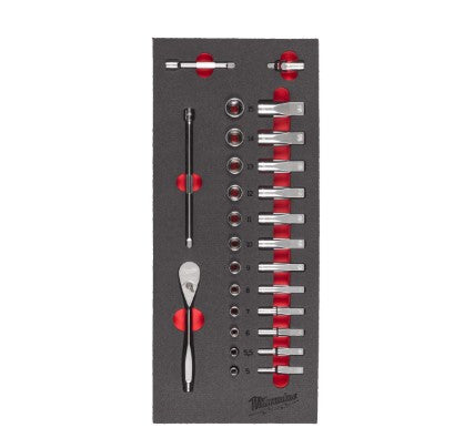 1/4" Ratchet and Socket Set 28 Pieces - in foam insert (MILWAUKEE 4932479824)