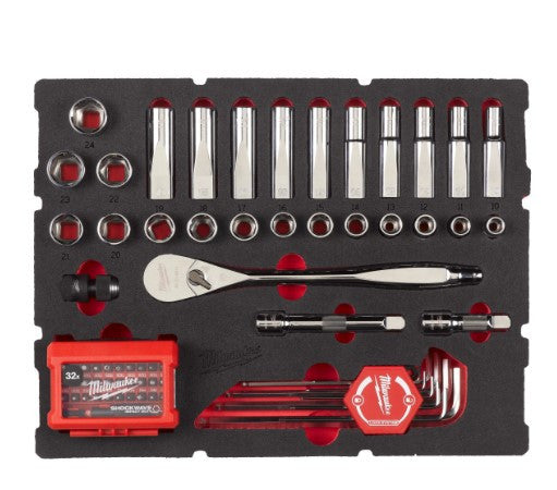 PACKOUT™ 1/2'' Racsni,- Bit és Imbusz készlet 70 részes - habbetétben (MILWAUKEE 4932480716)