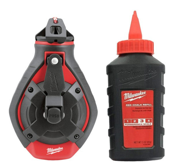 Compact Chalk Line Reel with Thick Line + Red Chalk (MILWAUKEE 4932498391)
