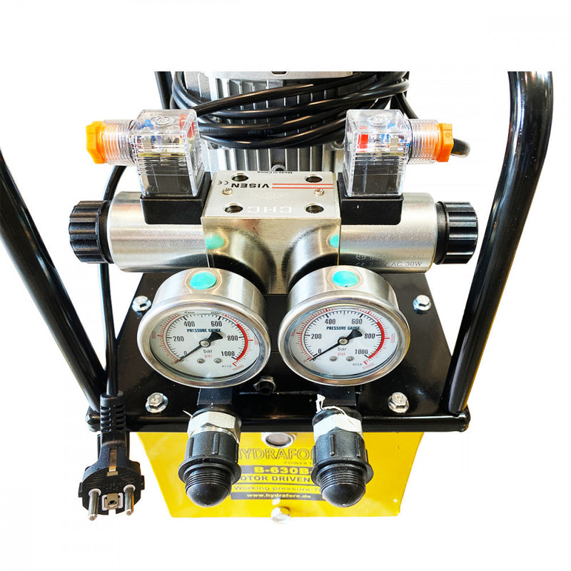 Double-acting electric hydraulic power unit, pump (solenoid valve/foot pedal 700Bar/0.75kW/220V-8L) (B-630B-I-220-1HP-8L)