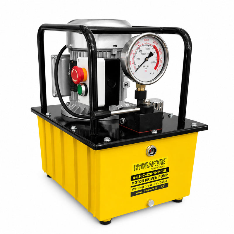 Egyszeres működésű elektromos hajtású tápegység (kéziszelepes 700Bar-0.75kW/220V-12L) (B-630C-220-1HP-12L)