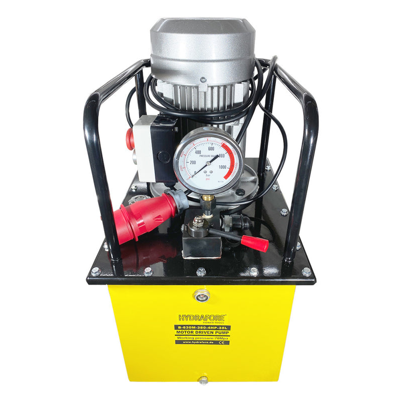 Egyszeres működésű elektromos hajtású tápegység (kéziszelepes 700Bar-3kW/380V-35L) (B-630M-380-4HP-35L)