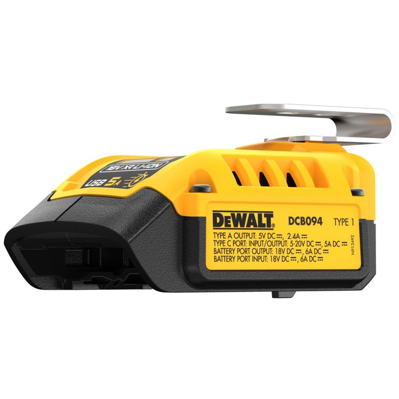 Kombi-töltőadapter 18V, hordozható töltő funkcióval (DeWALT DCB094K-QW)