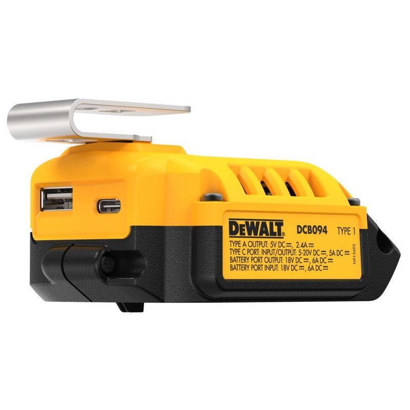 Kombi-töltőadapter 18V, hordozható töltő funkcióval (DeWALT DCB094K-QW)