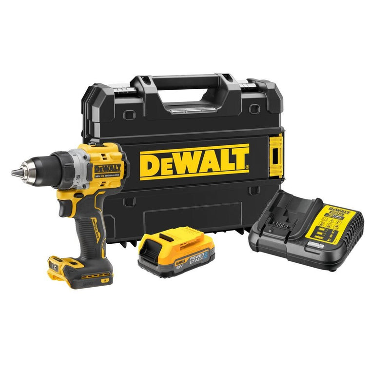 18V/1.7Ah XR PowerStack Akkus fúrócsavarozó+akku, töltő TSTAK kofferben (DeWALT DCD800E1T-QW)