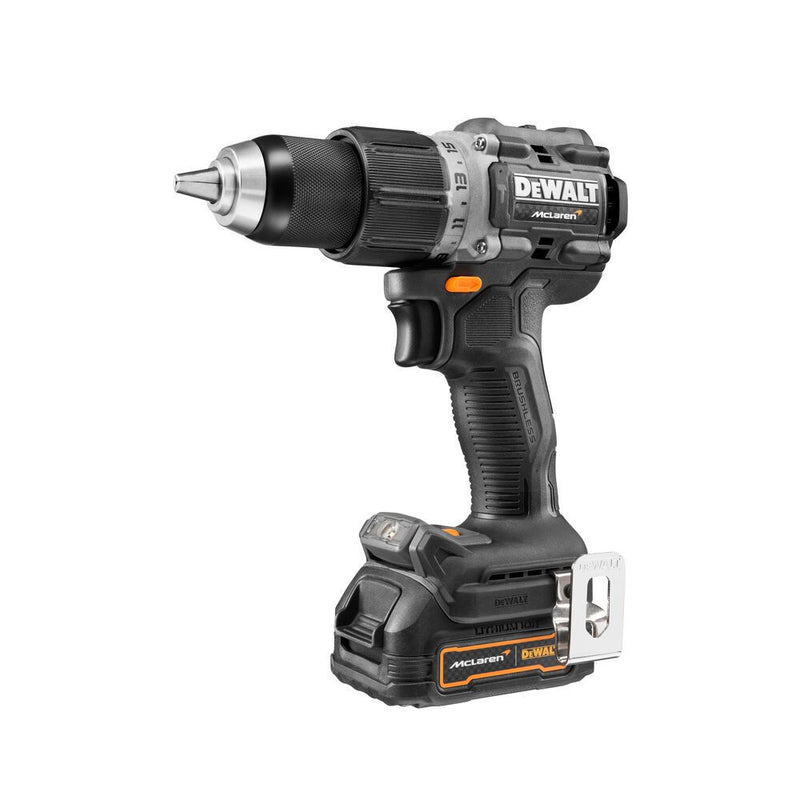 18V/2x1.7Ah XR McLaren PowerStack Kompakt Ütvefúró akkuval és töltővel TSTAK kofferben (DeWALT DCD85ME2GT-QW)