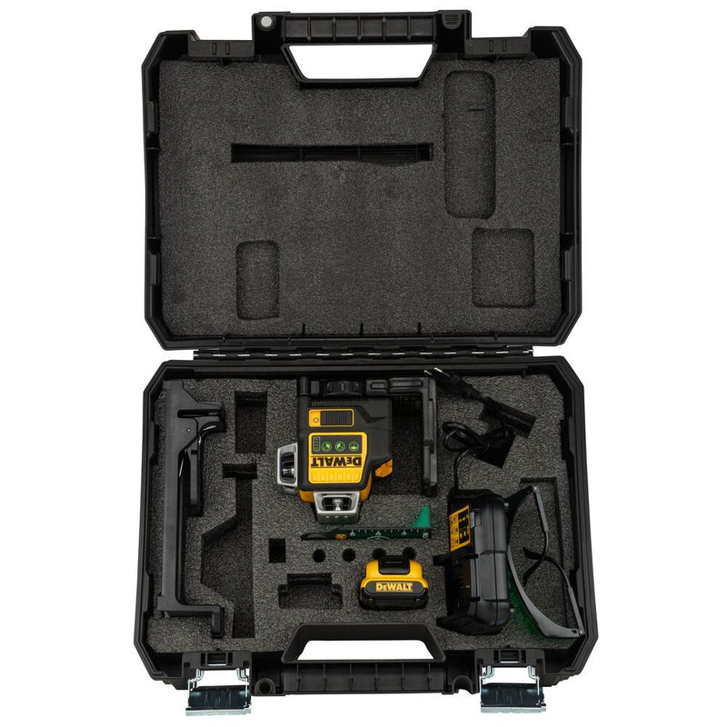 12V/1×2Ah Önszintező 3x360 1080 keresztlézer, töltő, koffer ZÖLD (DeWALT DCE089D1G-QW)