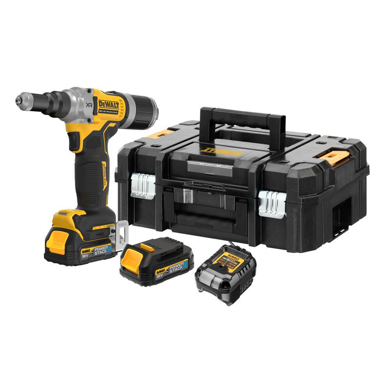 18V/2x1.7Ah XR Brushless 6.3mm Rivet Tool+TSTAK (DeWALT DCF414E2GT-QW)