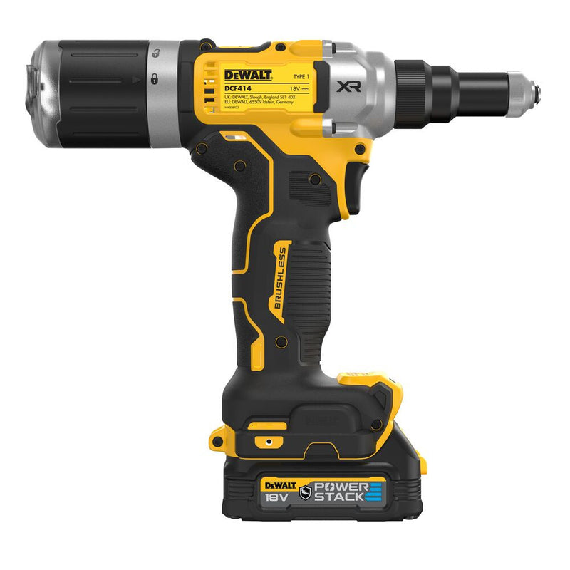 18V/2x1.7Ah XR Brushless 6.3mm Rivet Tool+TSTAK (DeWALT DCF414E2GT-QW)