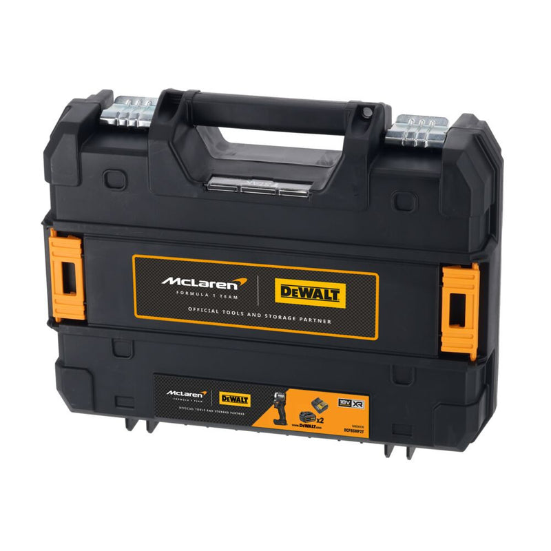 18V/2x5Ah XR McLaren F1 Team Ütvefúró-csavarozó akkuval, töltővel TSTAK kofferben (DeWALT DCF85MP2T-QW)