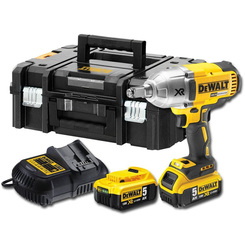 18V/2x5.0Ah Cordless Impact Wrench 1/2" Hog Ring 950Nm XR Li-Ion Battery+TSTAK Case (DeWALT DCF899HP2-QW)