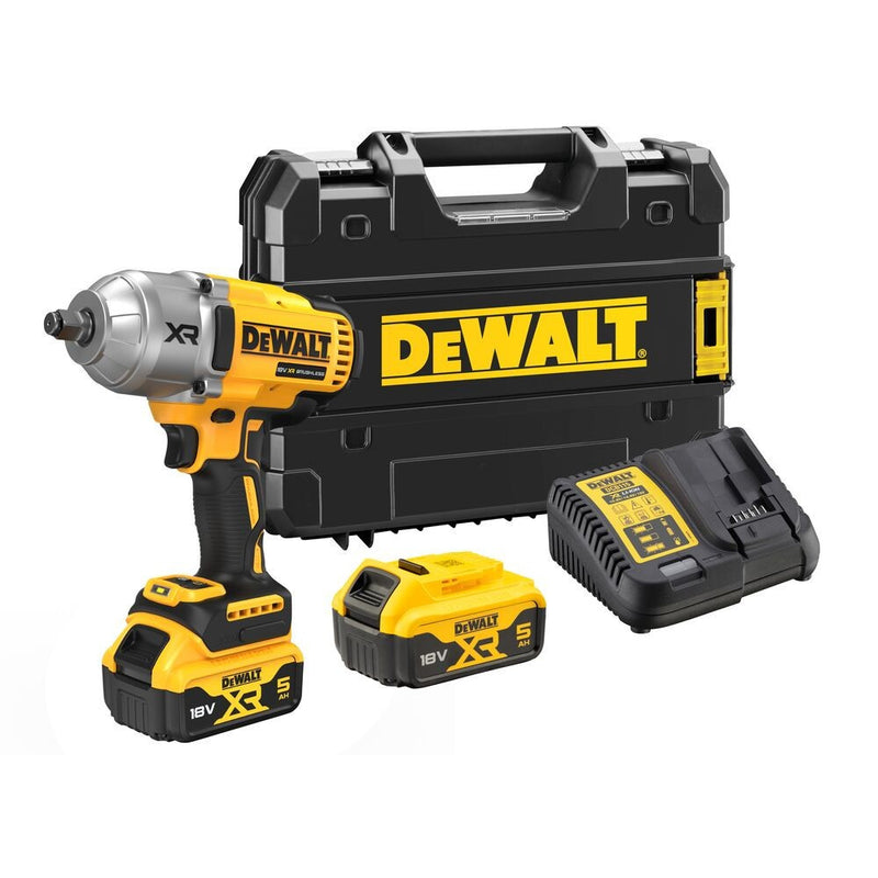 18V/2x5.0Ah Cordless, Brushless 1/2" Impact Wrench+case+battery+charger (DeWALT DCF900P2T-QW)