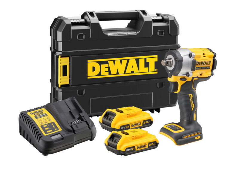 18V/2x2.0Ah Akkus ütvecsavarozó 1/2", 406Nm, akku+töltő (DeWALT DCF921D2T-QW)