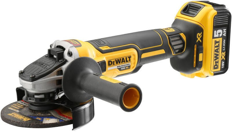 18V/2x5.0Ah Akkus XR 125mm kefe nélküli sarokcsiszoló (DeWALT DCG405P2-QW)