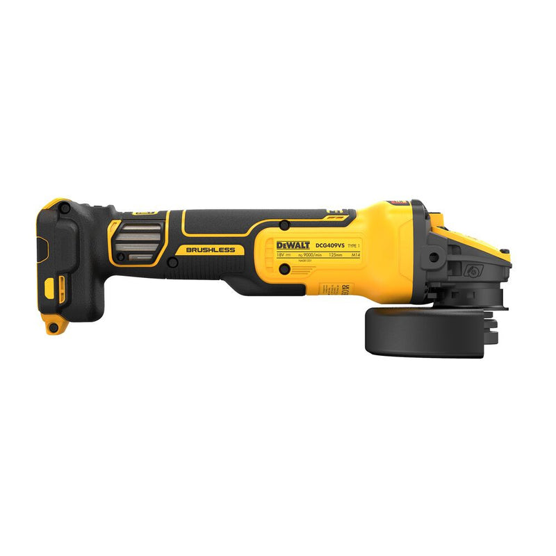 18V Akkumulátoros Sarokcsiszoló 125mm (DeWALT DCG409VSNT-XJ)