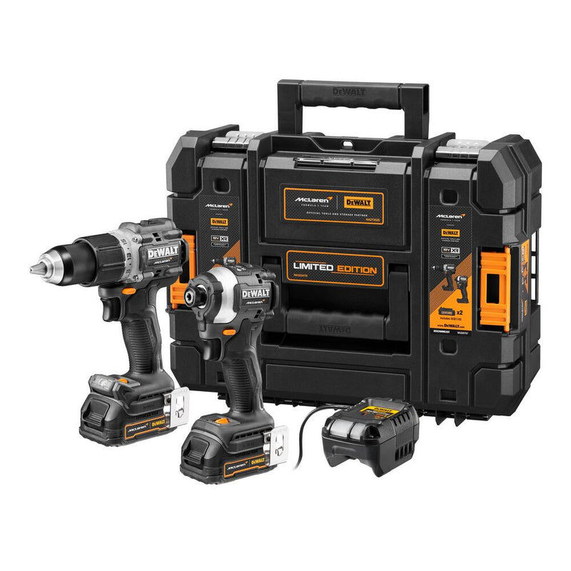 18V/2x1.7Ah XR McLaren PowerStack Gépszett akkuval, töltővel TSTAK kofferben (DeWALT DCK200ME2GT-QW)