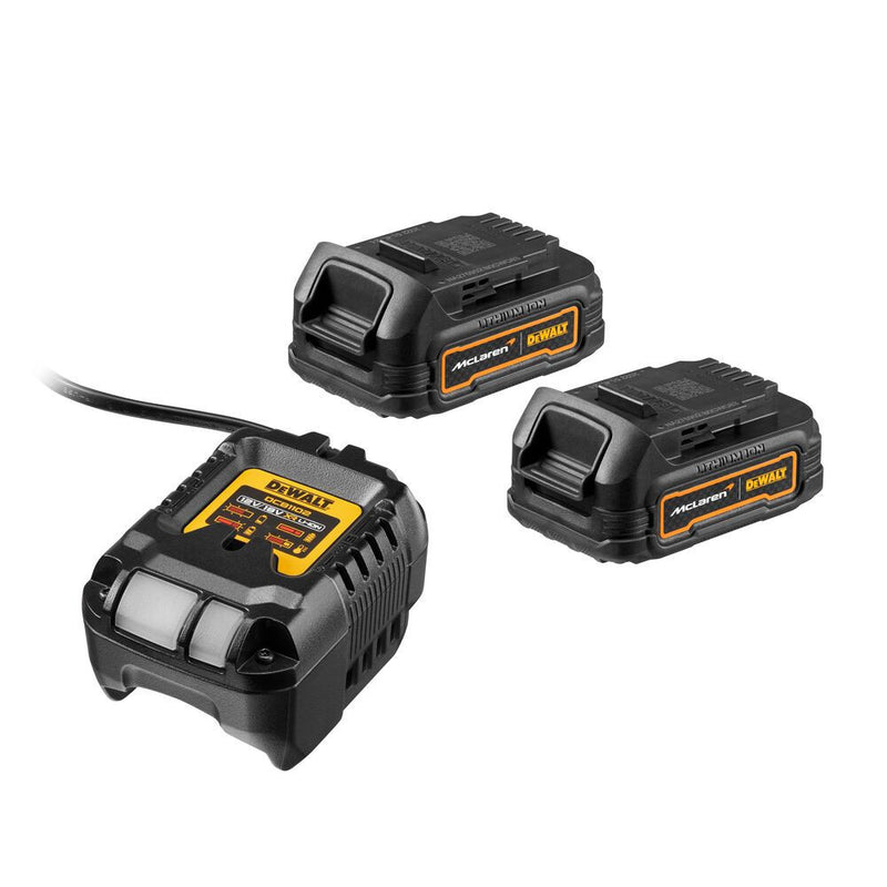 18V/2x1.7Ah XR McLaren PowerStack Gépszett akkuval, töltővel TSTAK kofferben (DeWALT DCK200ME2GT-QW)