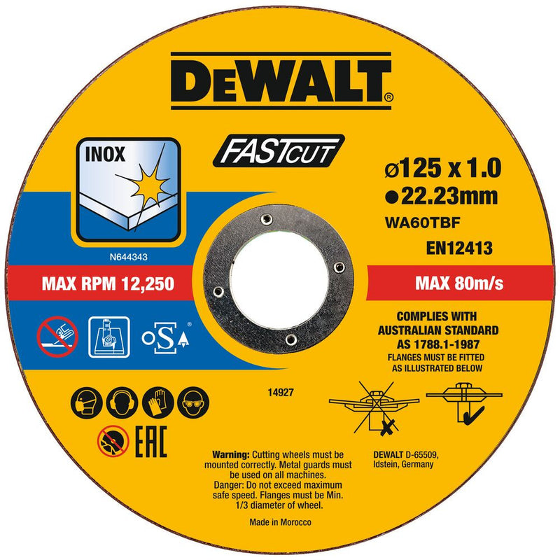 Fast Cut Cutting Disc for metal, 125 x 1.0 x 22.23 mm, 100 pcs (DeWALT DT20540-QZ)