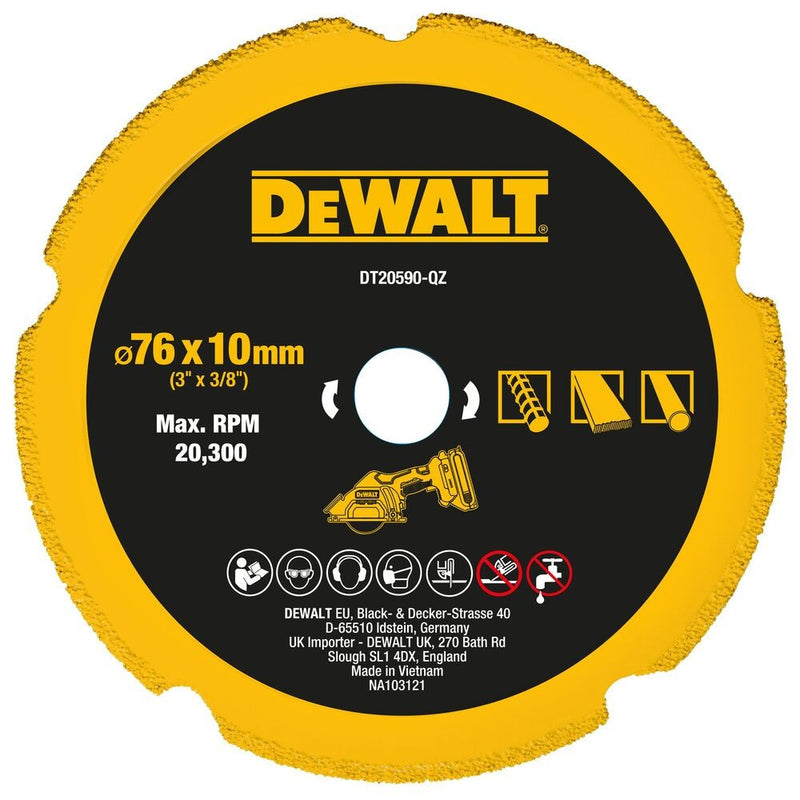 Univerzális gyémánt vágótárcsa, 76x10mm (DeWALT DT20590-QZ)
