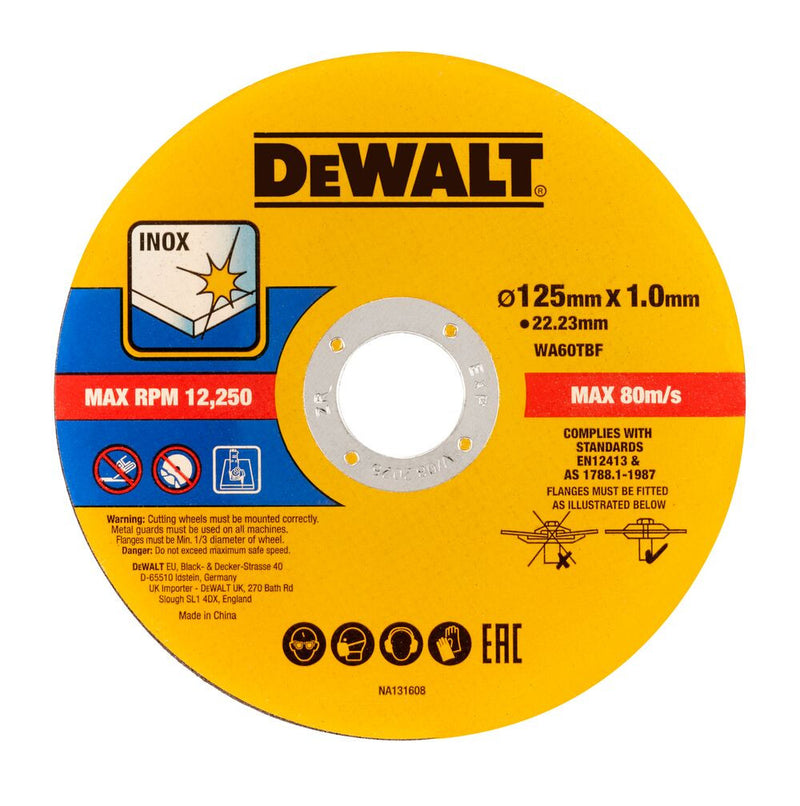 125mm Bonded Cutting Disc (Stainless Steel 50 pcs/bucket) (DeWALT DT20598-QZ)