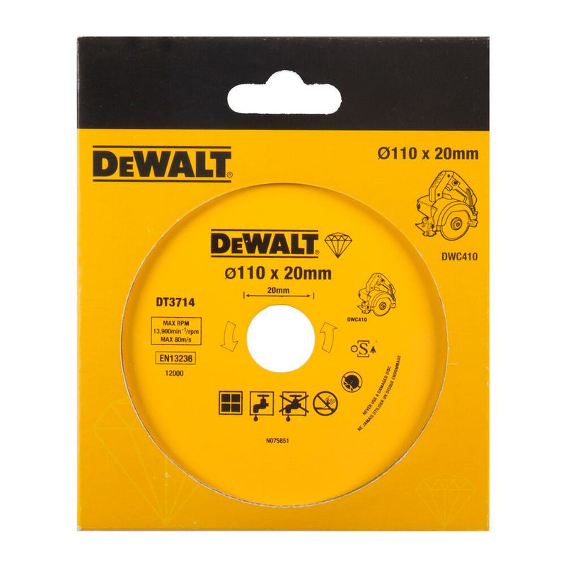 Wet/dry tile cutting diamond blade 110x20mm (DeWALT DT3714-QZ)
