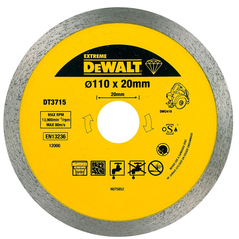 Vizes/száraz gyémánt vágótárcsa 110x20mm (DeWALT DT3715-QZ)