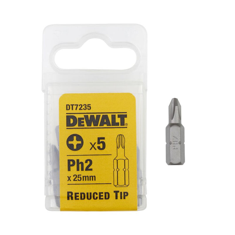 Csavarozóbetét, csökkentett csúcs Torsion, PH2, 25mm, 5db/cs (DeWALT DT7235-QZ)